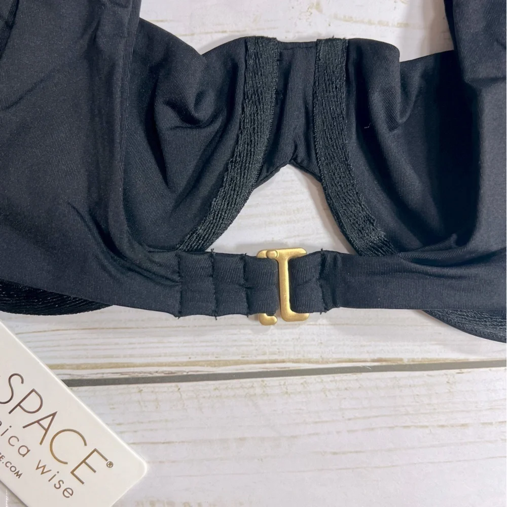 l*space Black Ruched Underwire Bikini Top